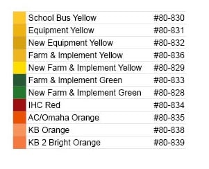 farm and implement color swatches